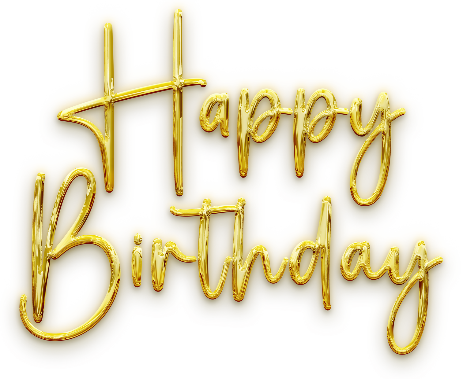 Golden volumetric 3D Text inscription Happy Birthday cut out